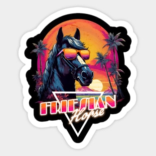 Retro Wave Friesian Horse Vibe Sticker